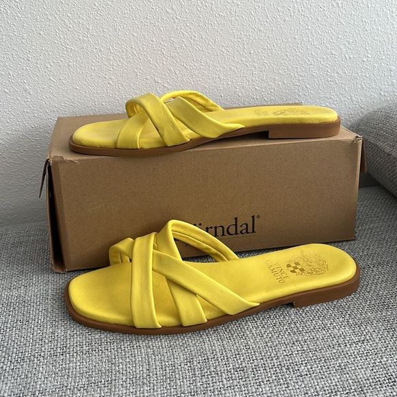 Vince Camuto | Shoes | Vince Camuto Yellow Olya Slide Sandal Size 9 |  Poshmark